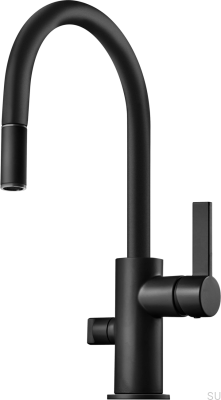 Grifo de cocina con caño extraíble y válvula para lavavajillas ARM385 Latón Negro Mate