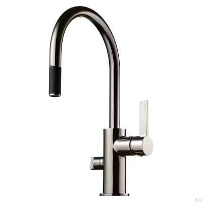 Grifo de cocina con caño extraíble y válvula para lavavajillas ARM385 Latón Negro Platino