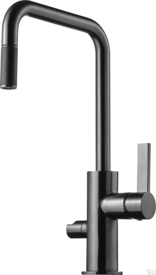 Grifo de cocina con válvula para lavavajillas ARM887 Latón Cromo Negro Cepillado