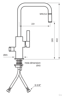 Grifo de cocina con válvula para lavavajillas ARM887 Latón Grafito