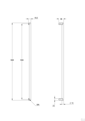 Tirador para mueble oblongo Bar569 556, latón, plata, cromo