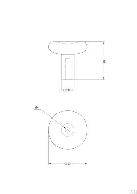 Pomo para mueble Bean 30, latón, negro, cromo cepillado