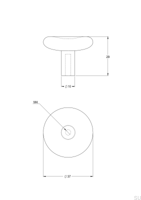 Perilla para muebles Bean 37 de latón, cromo negro cepillado