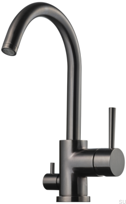 Grifo de cocina con válvula para lavavajillas EVO184 Latón Cromo Negro Cepillado