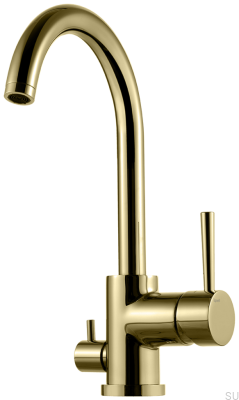 Grifo de cocina con válvula para lavavajillas EVO184 Latón Oro Miel
