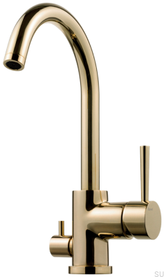 Grifo de cocina con válvula para lavavajillas EVO184 Latón pulido Sin lacar