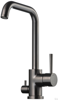 Grifo de cocina con válvula para lavavajillas EVO984 Latón Cromo Negro Cepillado