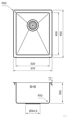 Fregadero de cocina 3040 Acero Marrón PVD