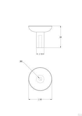 Pomo para mueble Pastille 30, latón pulido, sin barnizar