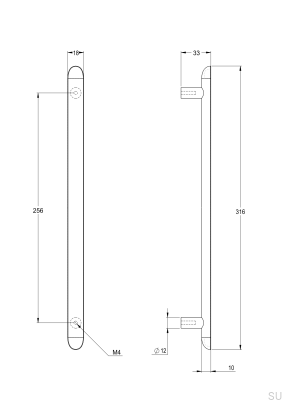 Tirador para mueble oblongo Pastille L 256, color marrón latón