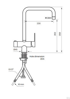 Grifo de cocina con válvula para lavavajillas RIN984 Latón Negro Mate
