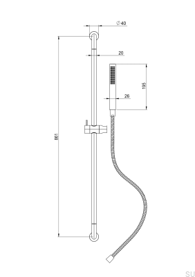 TVM200 Barra de ducha Latón Plata Cromo