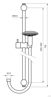 Barra de ducha con soporte de pared regulable ZSAL194 Latón Plata Cromo