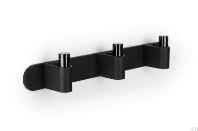 Perchero de pared Casey Rack 340 de aluminio y titanio negro pulido