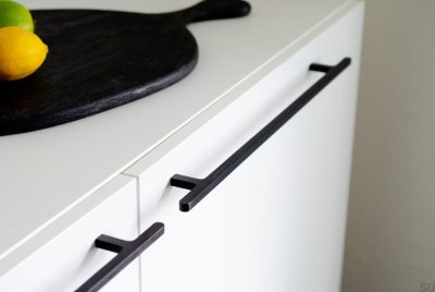 Tirador alargado para muebles Flat Line 430 de aluminio negro
