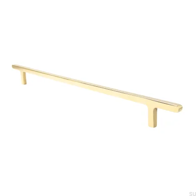 Tirador alargado para mueble Flat Line 430, latón pulido, sin barnizar