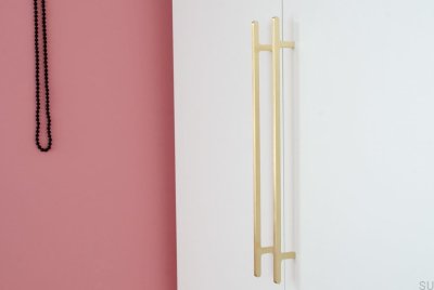 Tirador alargado para mueble Flat Line 430, latón cepillado, sin barnizar