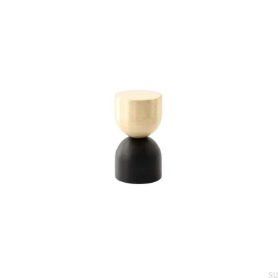 Pomo para muebles Kokeshi Mix 1832 de latón cepillado sin lacar con aluminio negro