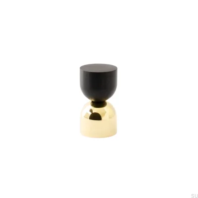 Pomo para muebles Kokeshi Mix 1832 de latón pulido sin lacar con aluminio negro