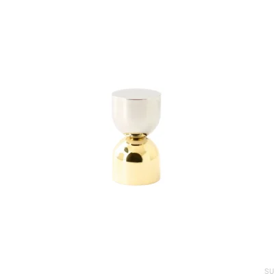 Pomo para muebles Kokeshi Mix 1832 de acero pulido y latón pulido, sin lacar