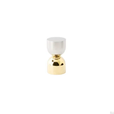 Pomo para muebles Kokeshi Mix 1832 de acero cepillado con latón pulido sin lacar