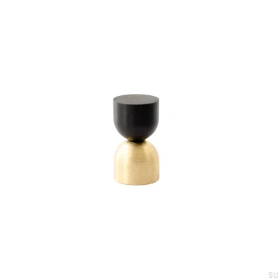 Pomo para muebles Kokeshi Mix 1832 de latón cepillado sin lacar con aluminio negro