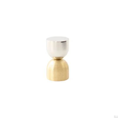 Pomo para muebles Kokeshi Mix 1832 de acero pulido con latón cepillado, sin lacar