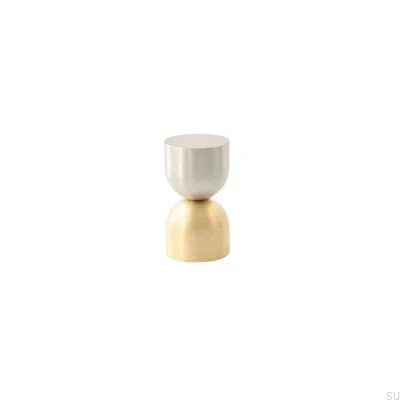 Kokeshi Mix 1832 - Pomo para muebles de acero cepillado con latón cepillado, sin lacar