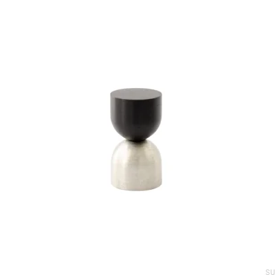 Pomo para muebles Kokeshi Mix 1832 de aluminio negro con acero cepillado