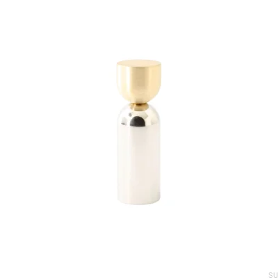 Colgador de pared Kokeshi Mix 1856 de latón pulido sin lacar con acero cepillado