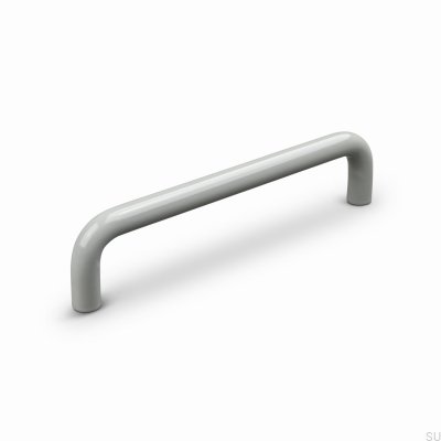 Tirador alargado para muebles Barga 128 de metal gris seda