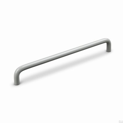 Tirador alargado para muebles Barga 224 de metal gris seda