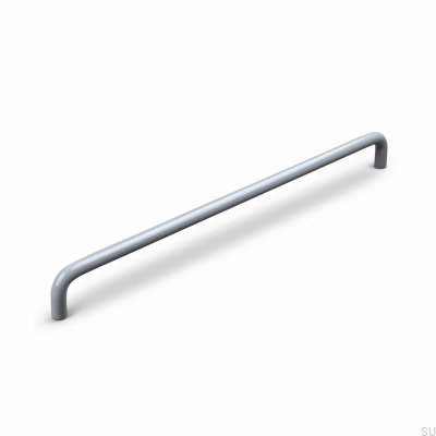 Tirador alargado para muebles Barga 320 de metal, color gris plata