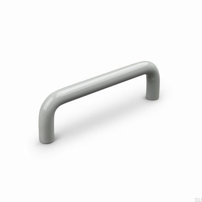 Tirador alargado para muebles Barga 96 de metal gris seda