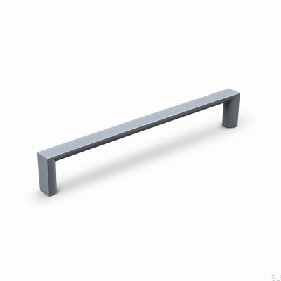 Tirador alargado para muebles Sala 160 de metal, color gris plata