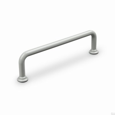 Tirador alargado para muebles Venosa 128 de metal gris seda