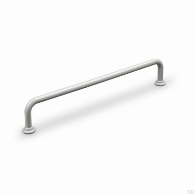 Tirador alargado para muebles Venosa 192 de metal gris seda