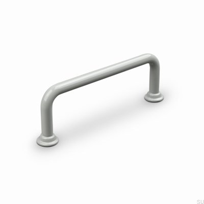 Tirador alargado para muebles Venosa 96 de metal gris seda
