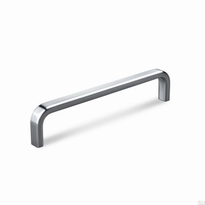 Tirador alargado para mueble Positano 128, metal plateado cepillado