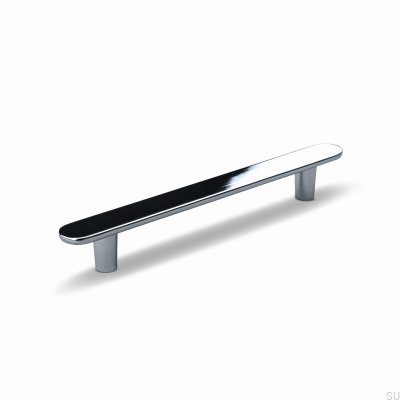 Tirador alargado para mueble Cesano 128, metal, plata, cromo, pulido