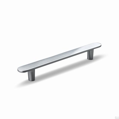 Tirador alargado para mueble Cesano 128, metal plateado cepillado
