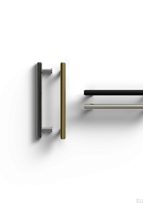 Tirador alargado para muebles Matera 128 de metal cepillado plateado