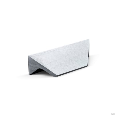 Tirador alargado para muebles Caorle 32 de aluminio cepillado plateado