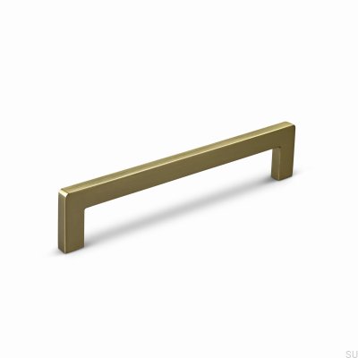 Tirador alargado para mueble Benidorm 128 de aluminio cepillado dorado