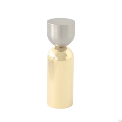 Colgador de pared Kokeshi Mix 1856 de latón pulido sin lacar con acero cepillado
