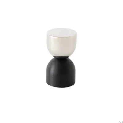 Pomo para muebles Kokeshi Mix 1832 de acero pulido con aluminio negro