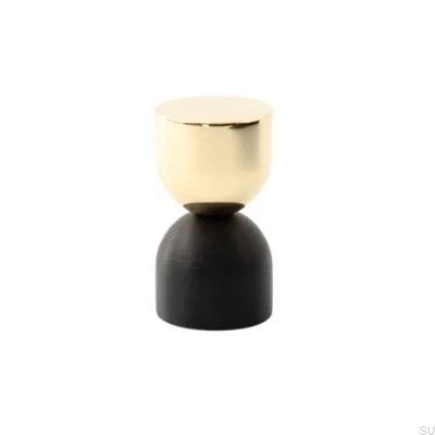 Pomo para muebles Kokeshi Mix 1832 de latón pulido sin lacar con aluminio negro