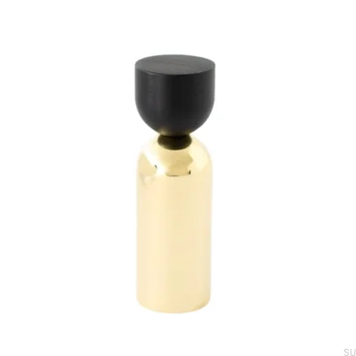 Colgador de pared Kokeshi Mix 1856, aluminio negro con latón pulido sin lacar
