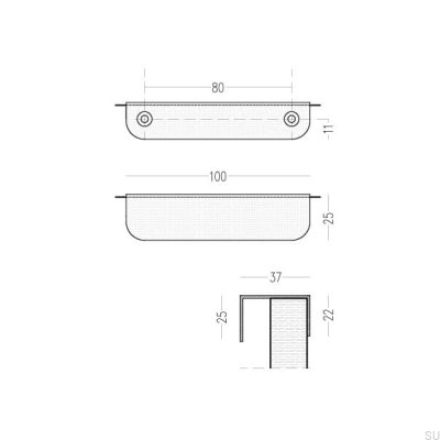 Tirador para mueble Edit 100 edge, latón, marrón, cepillado