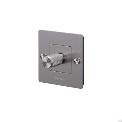 Regulador de intensidad LED Cross 1G 250W, acero, plateado, estándar europeo, con logotipo
